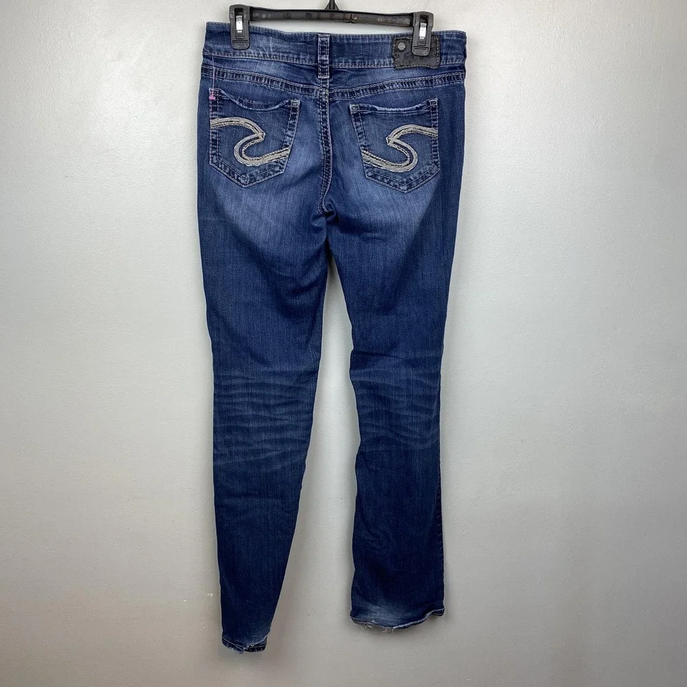 Silver Jeans Co Jeans Womens W29 L33 Blue Suki Mid Slim Boot Super Stretch Denim